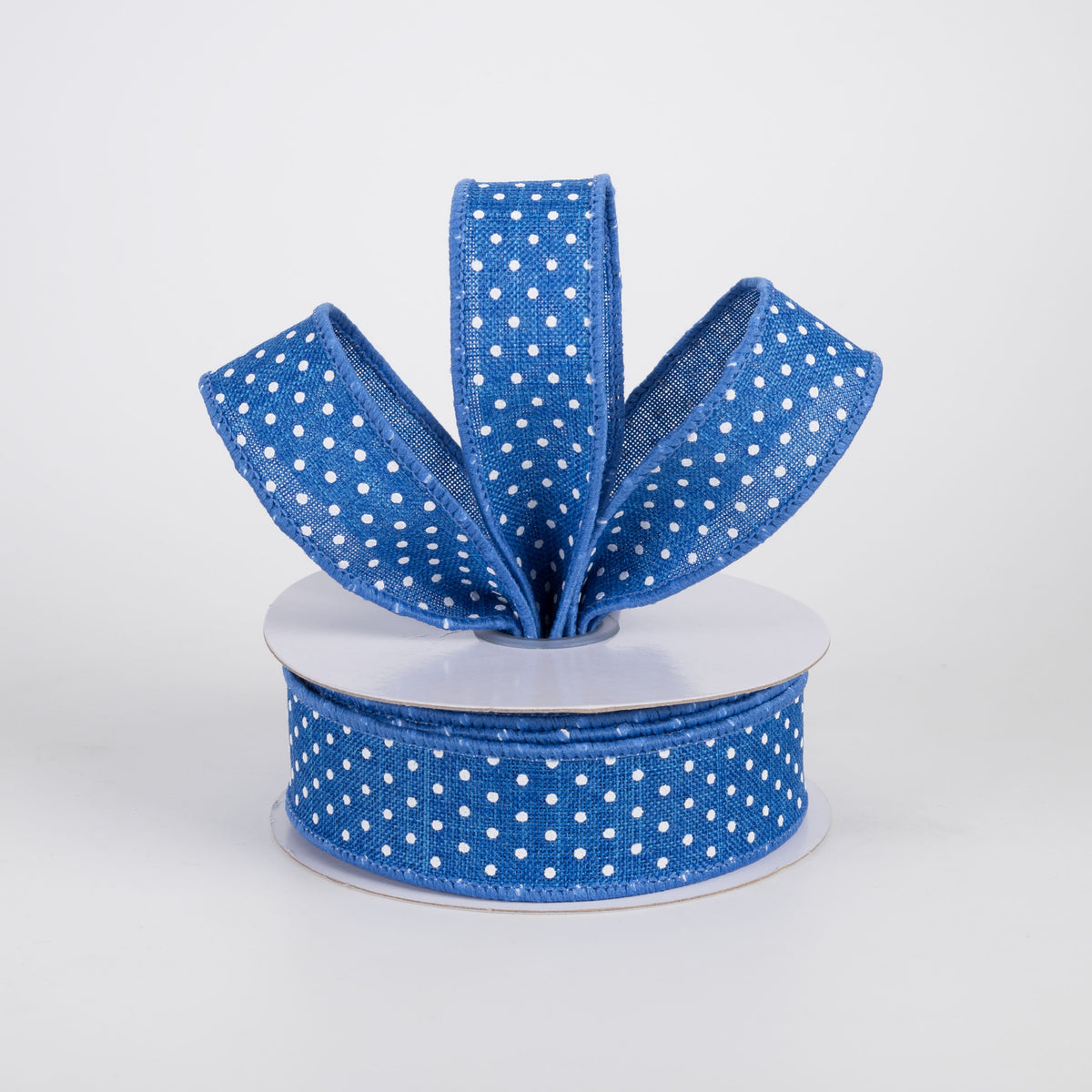 7/8" Swiss Dots Ribbon: Royal Blue & White (10 Yards) Lifestyle Photo