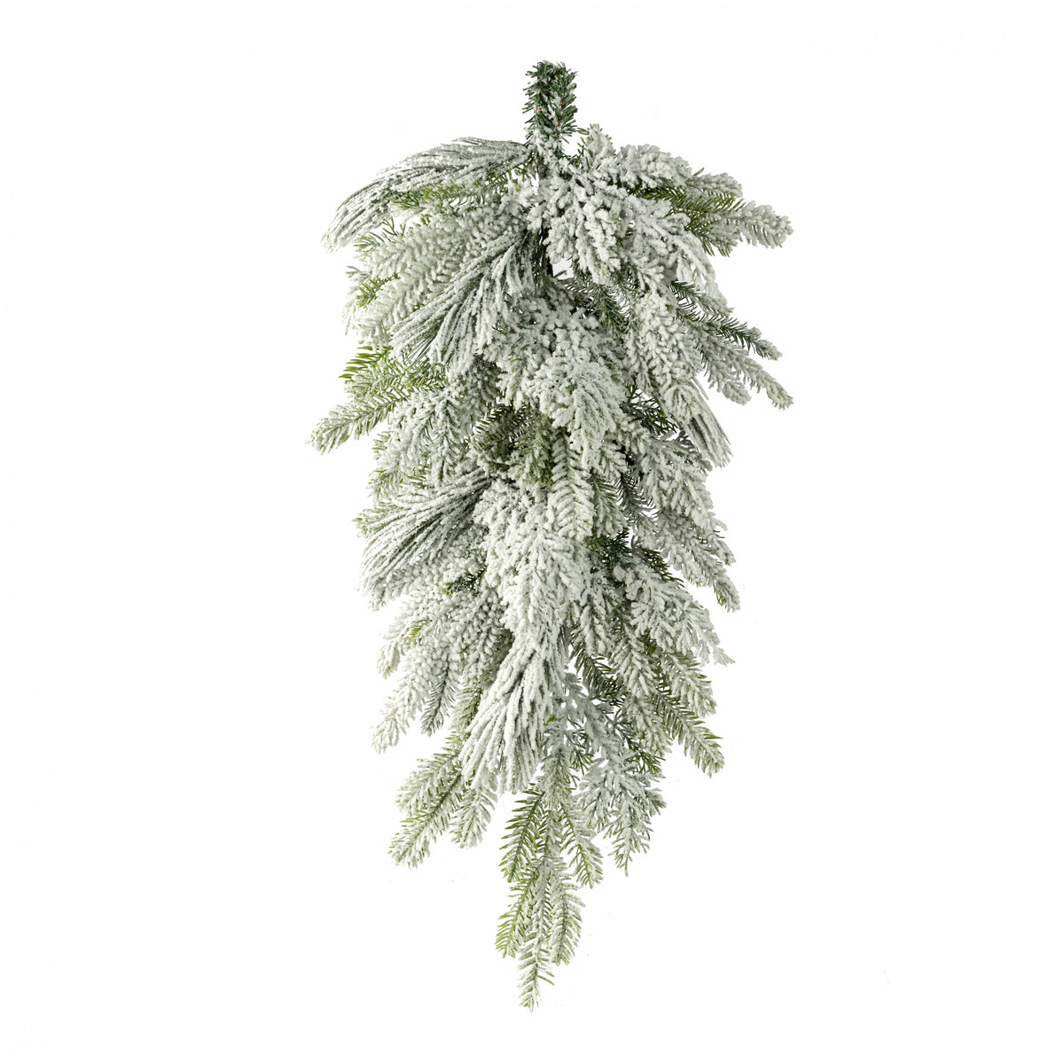 32" Swiss Pine Teardrop Swag: Flocked Evergreen (31 Tips)