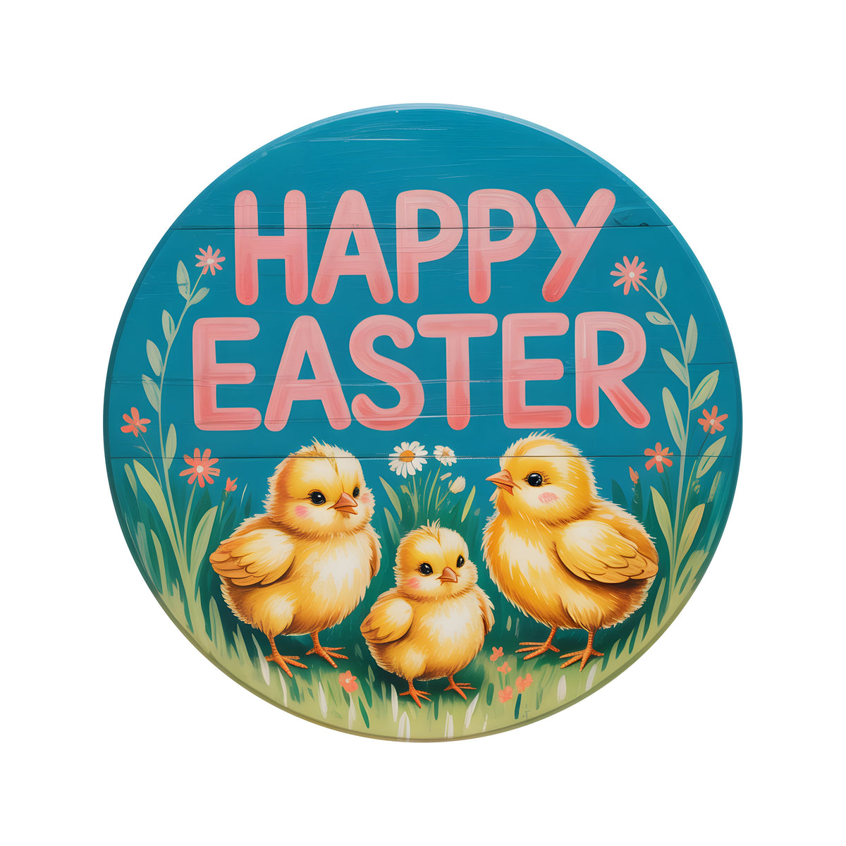8.5" Round Waterproof Sign: Happy Easter Baby Chicks Item Number: CD1285NH-085