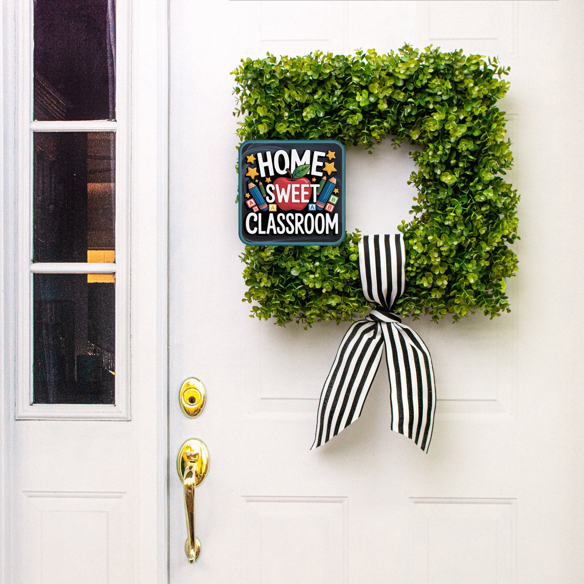 9.0" Square Waterproof Sign: Home Sweet Classroom Lifestyle Photo