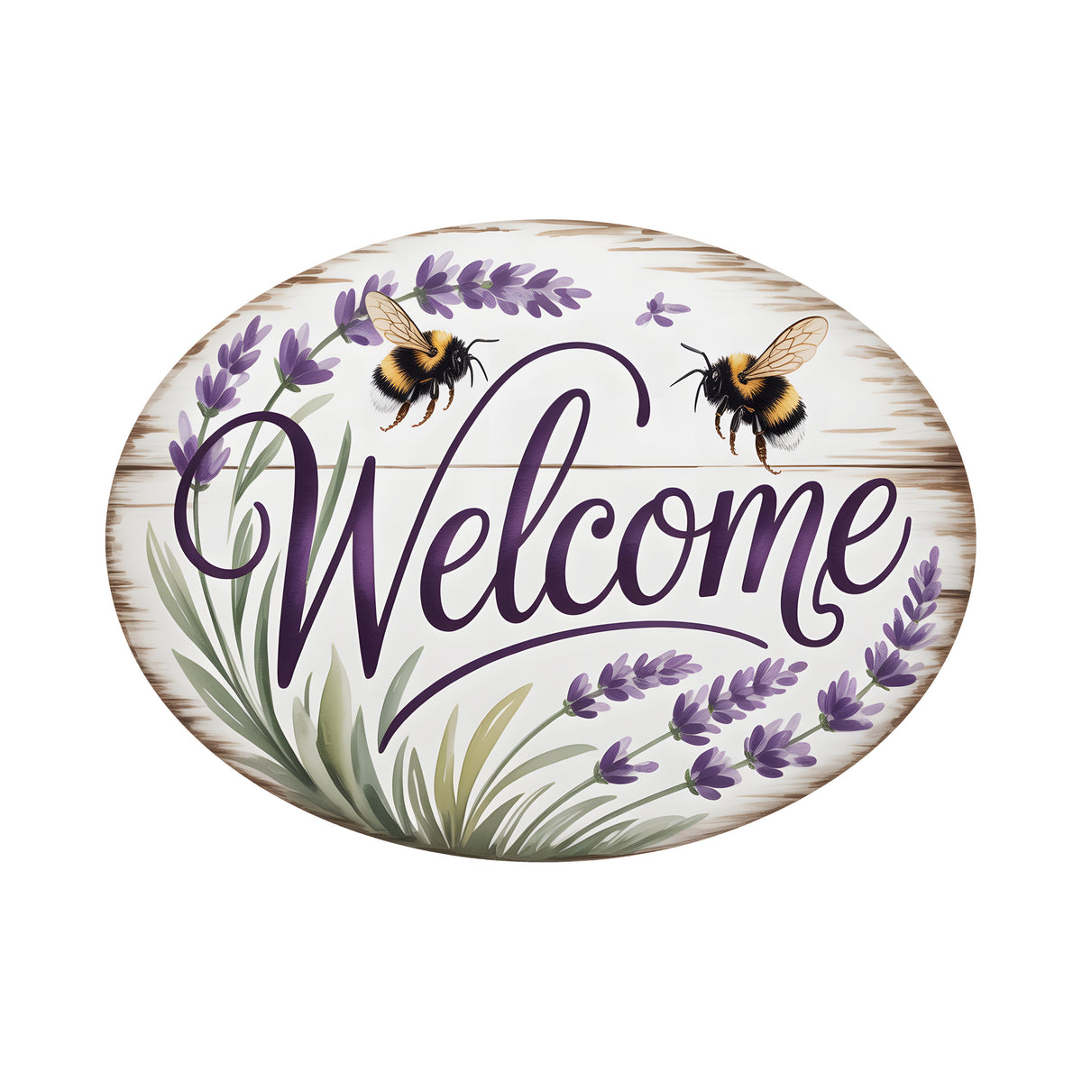 9.5" Oval Waterproof Sign: Lavender & Bumble Bee Welcome Item Number: CD1247NH-094
