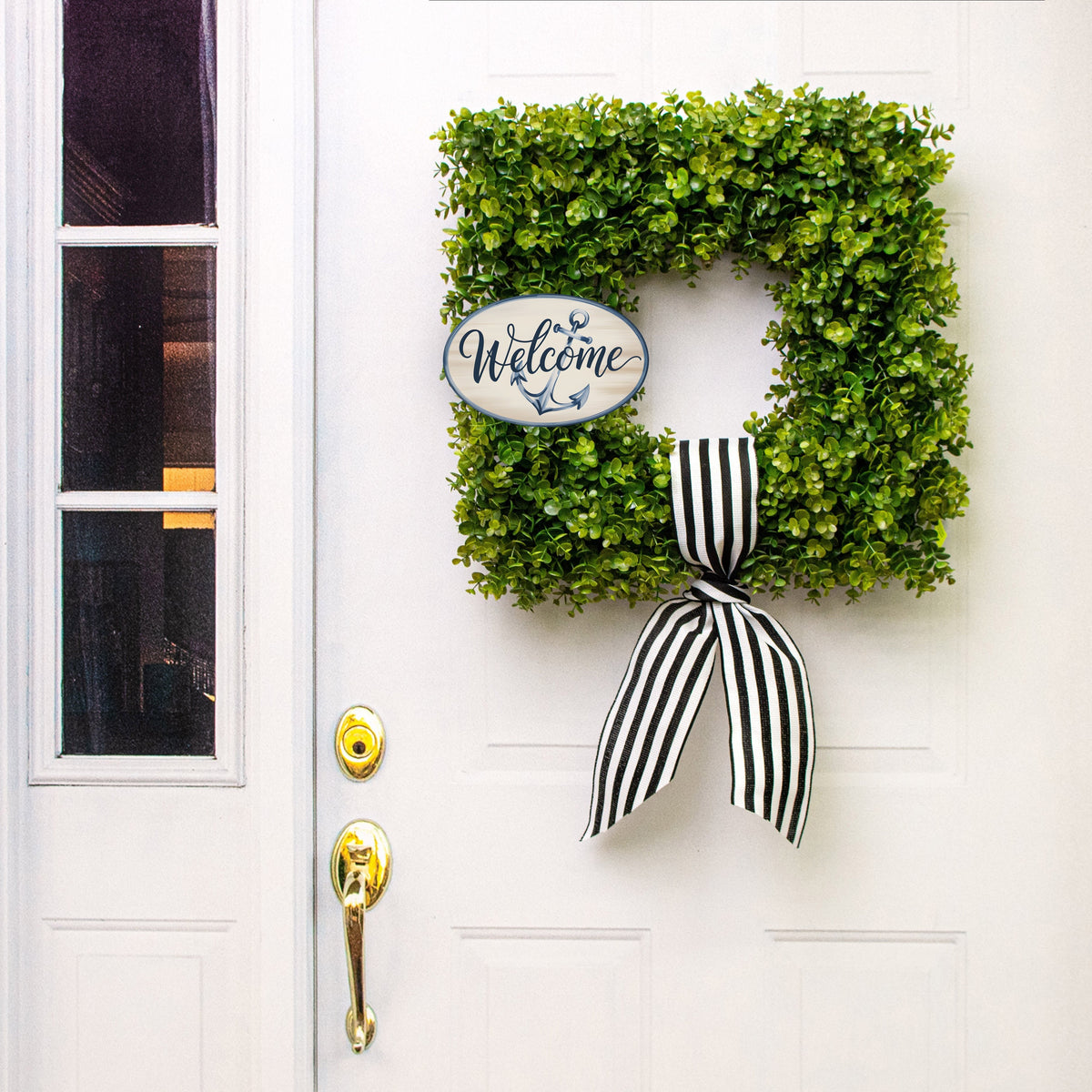 9.5" Oval Waterproof Sign: Nautical Anchor Welcome Lifestyle Photo
