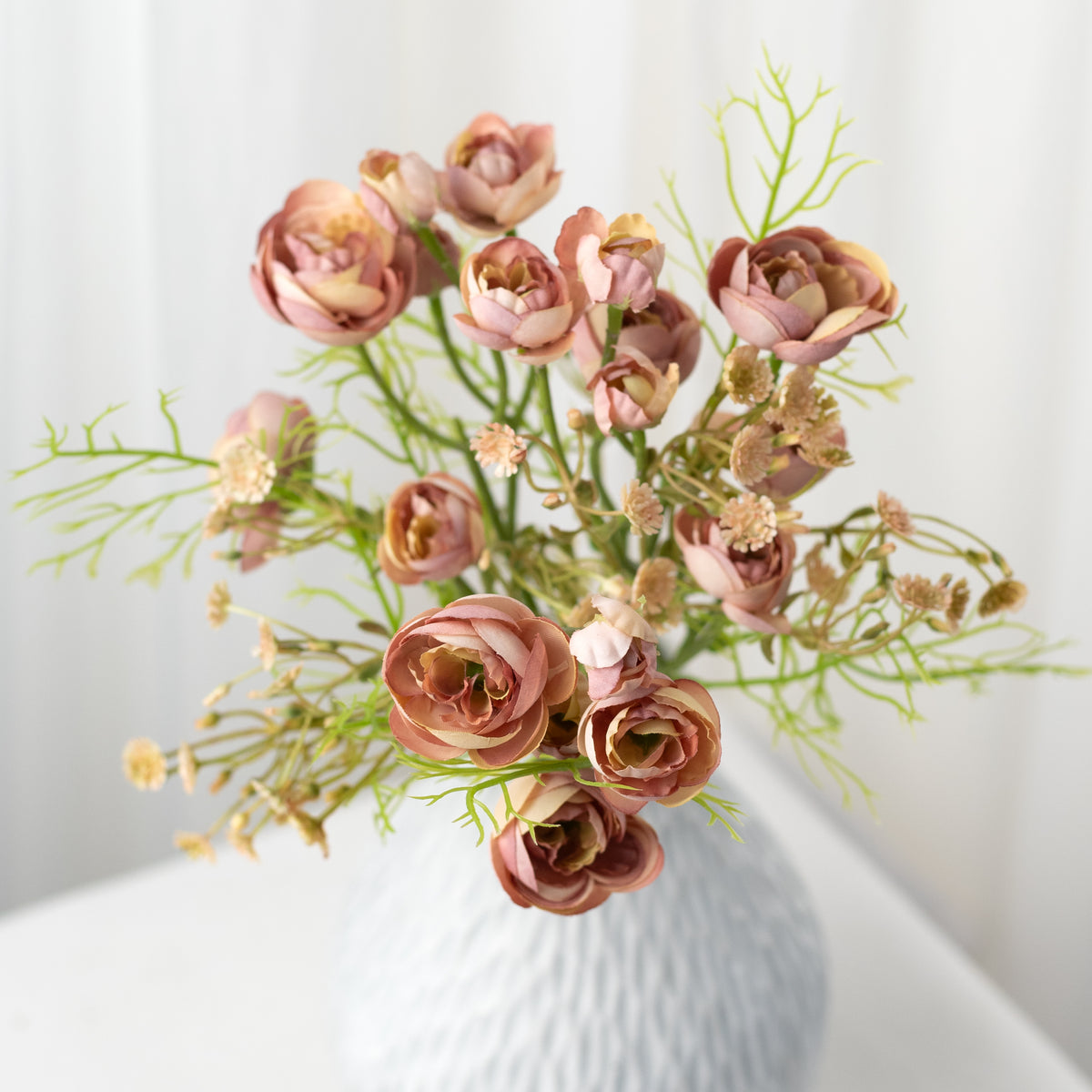 14" Ranunculus Bundle: Mauve Beige