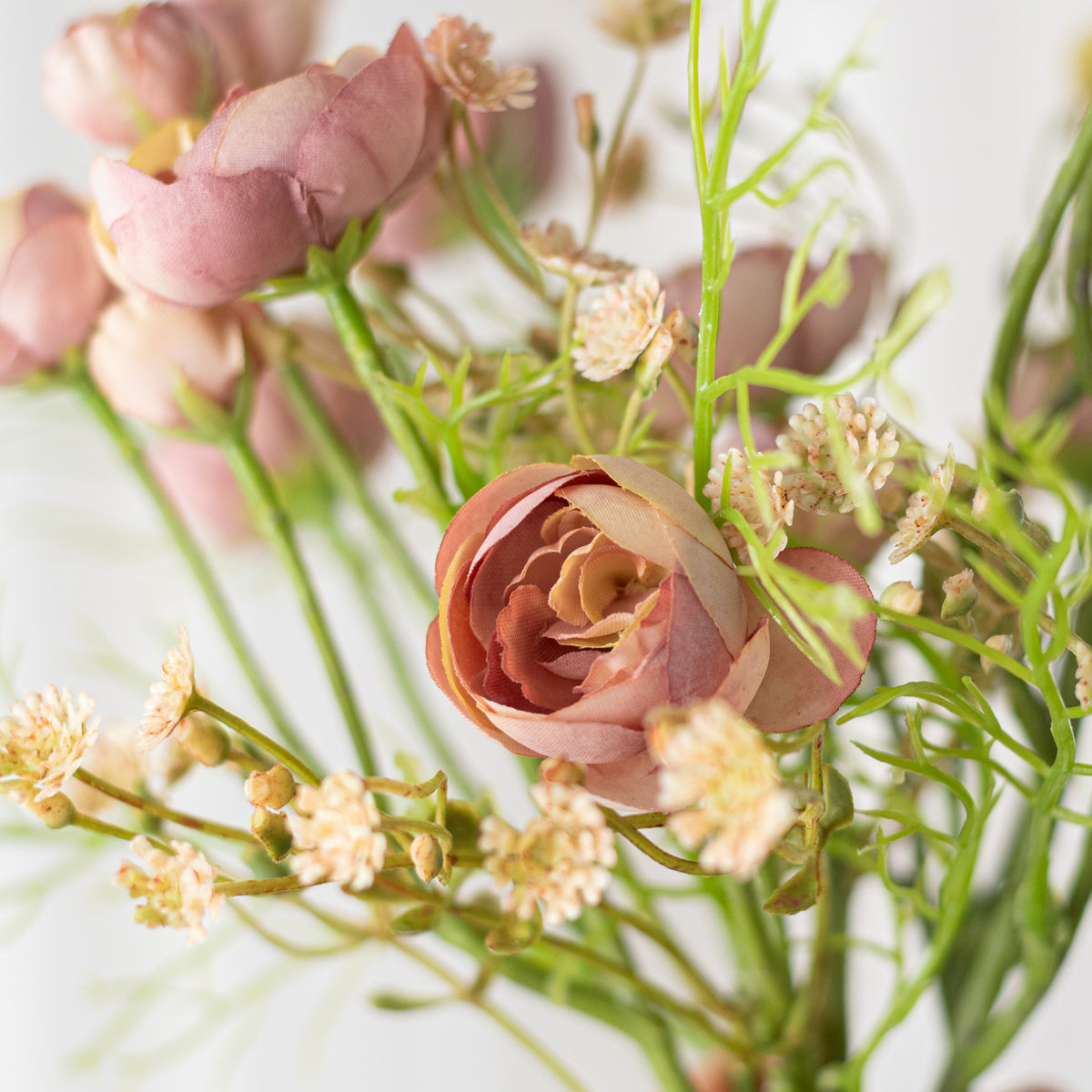 14" Ranunculus Bundle: Mauve Beige