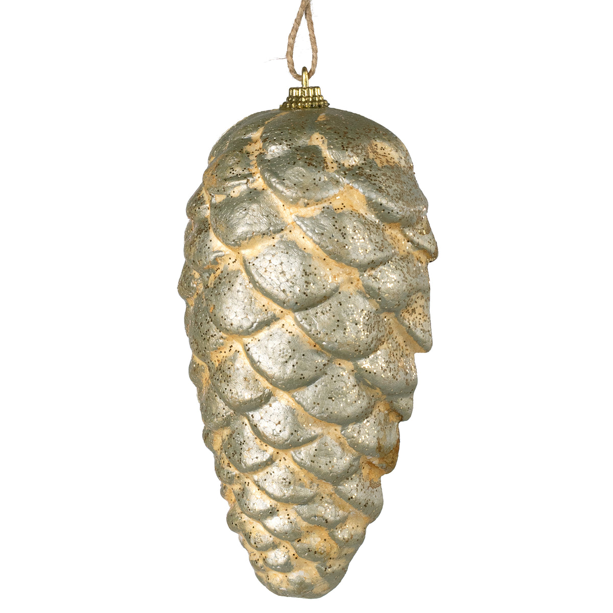 6.5" Rustic Lightweight Ornament: Gold Pinecone