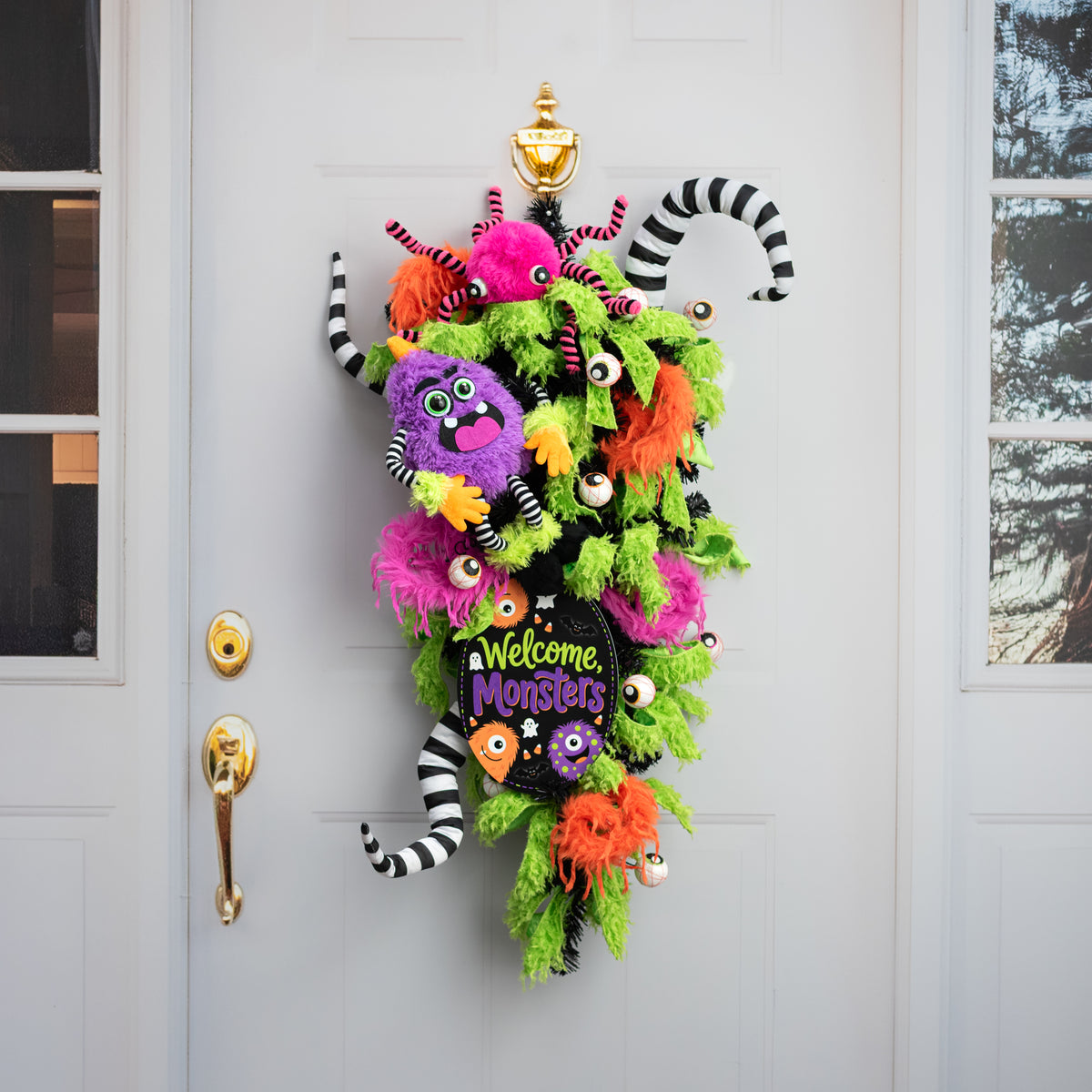 10.5" Oval Waterproof Sign: Halloween Welcome Monsters