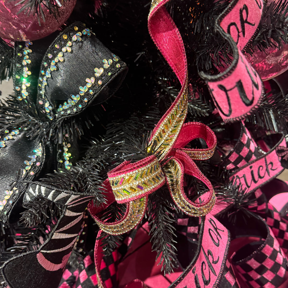 [D Stevens] 1" Metallic Dupioni Herringbone Iridescent Jewel Ribbon: Fuchsia Pink (5 Yards)