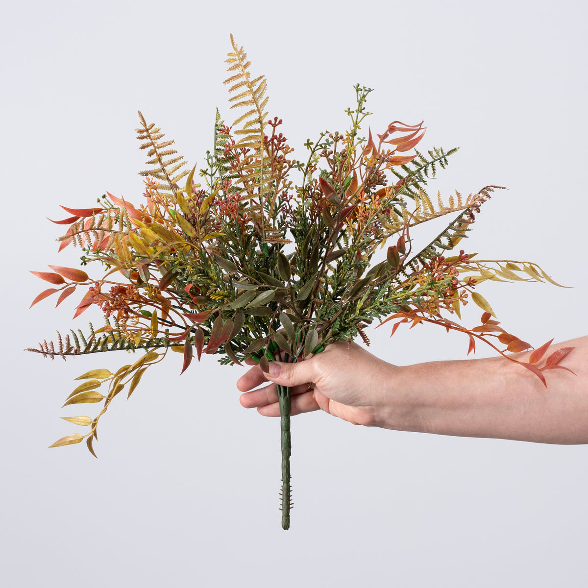 16" Fall Mix Leaf Bush: Rust
