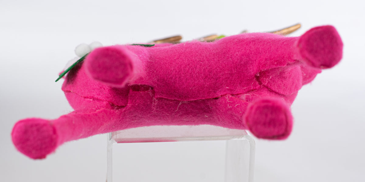 12" Felt Deer Decoration: Hot Pink & Gold
