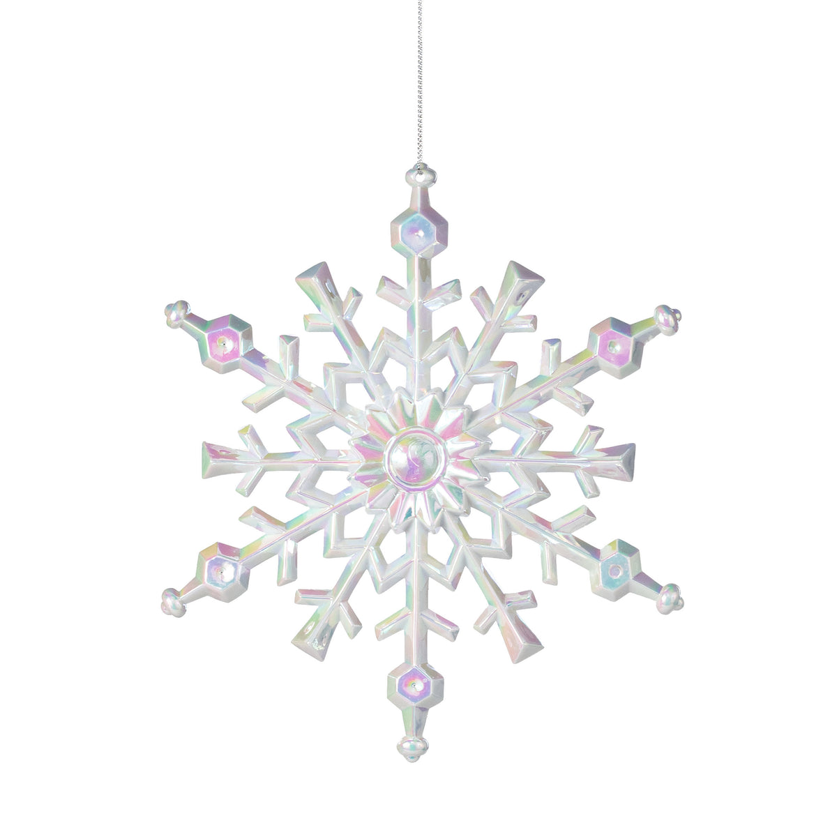 8" Iridescent Snowflake Ornament: White