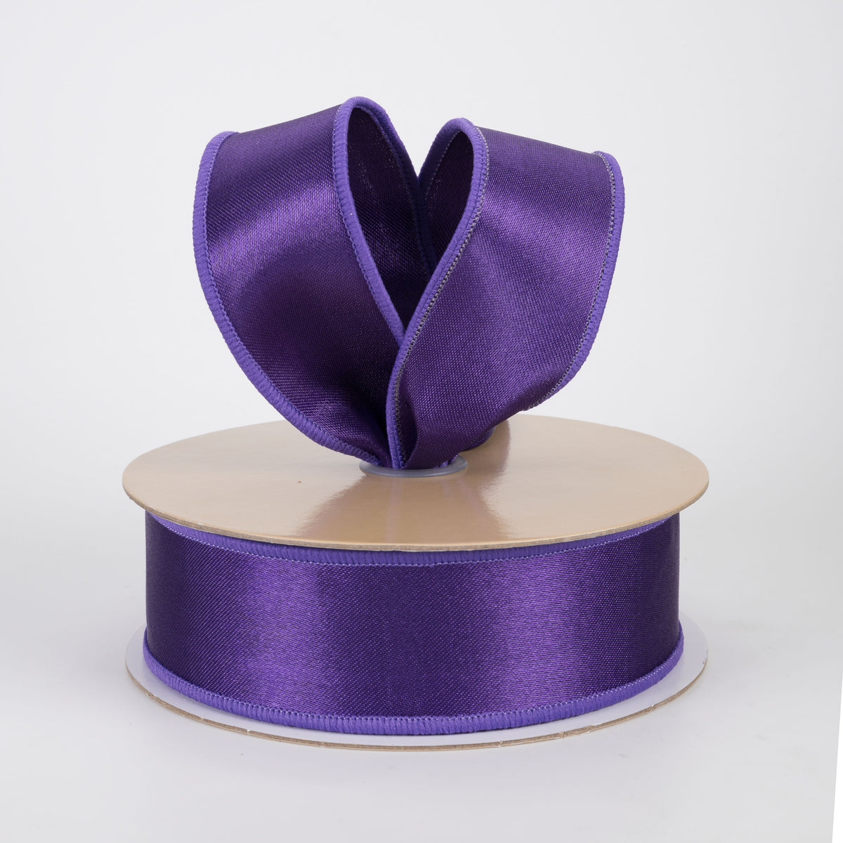 1.5" Double Sided Fused Satin Ribbon: Purple (10 Yards)