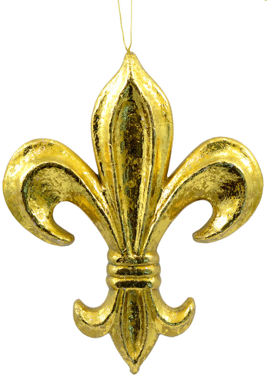 10" Fleur de Lis Ornament: Gold Leaf