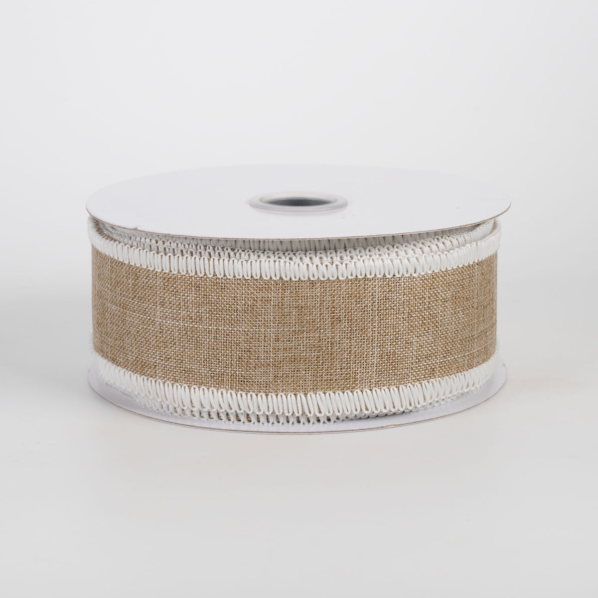 1.5" Stitched Edge Ribbon: Natural & Cream (10 Yards)