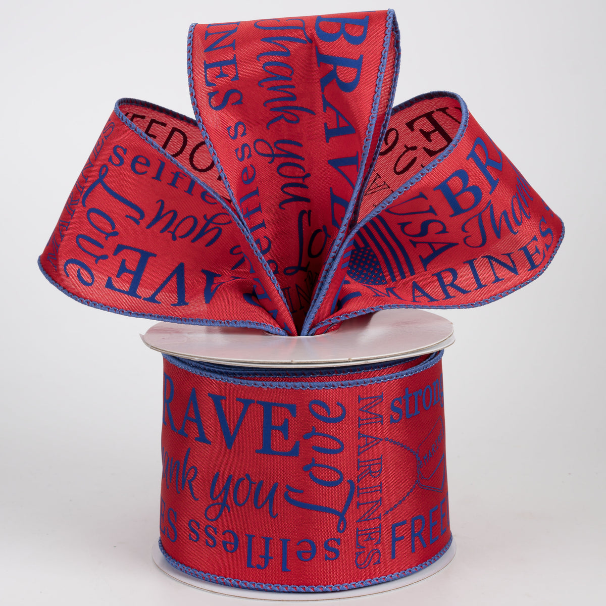 2.5" Marines Ribbon: Red & Blue (10 Yards)