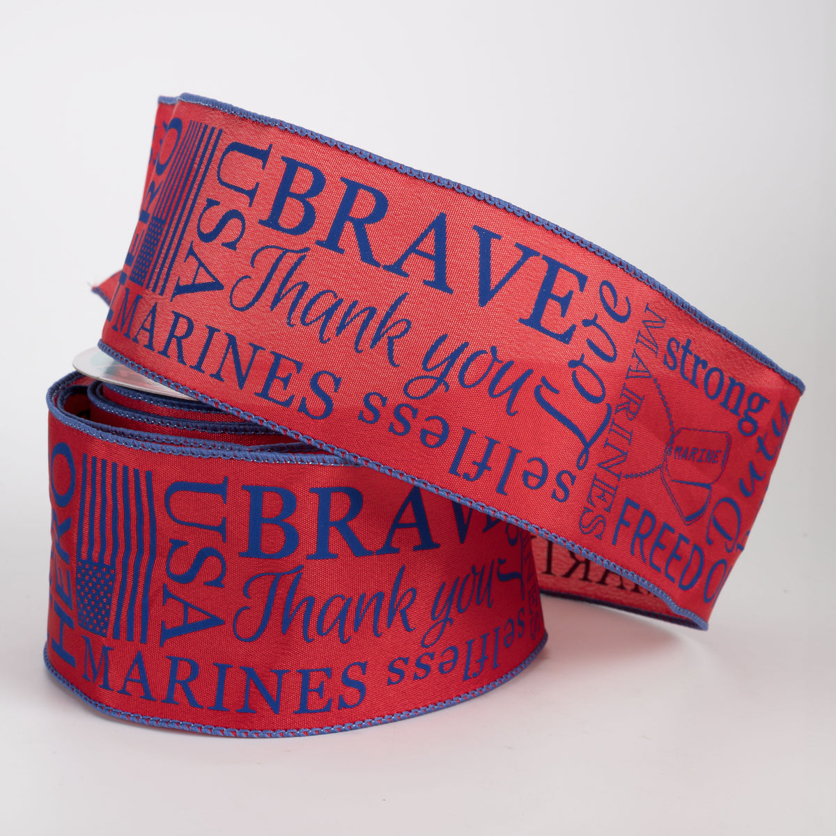 2.5" Marines Ribbon: Red & Blue (10 Yards)