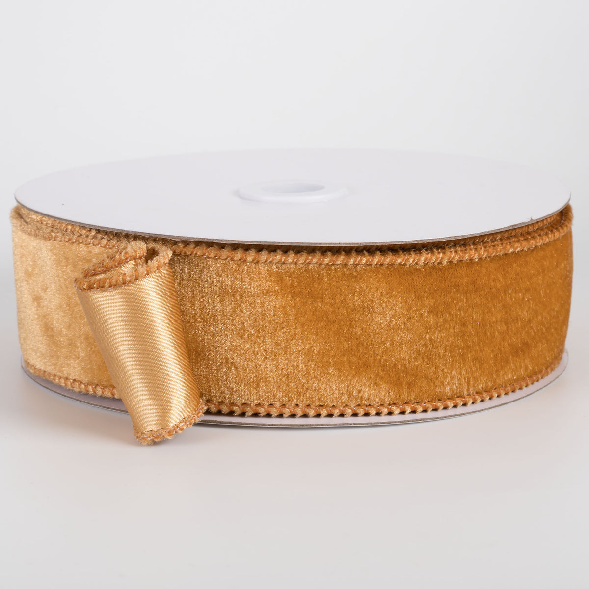 1.5" Deluxe Velvet Satin Backing Ribbon: Antique Gold (10 Yards)