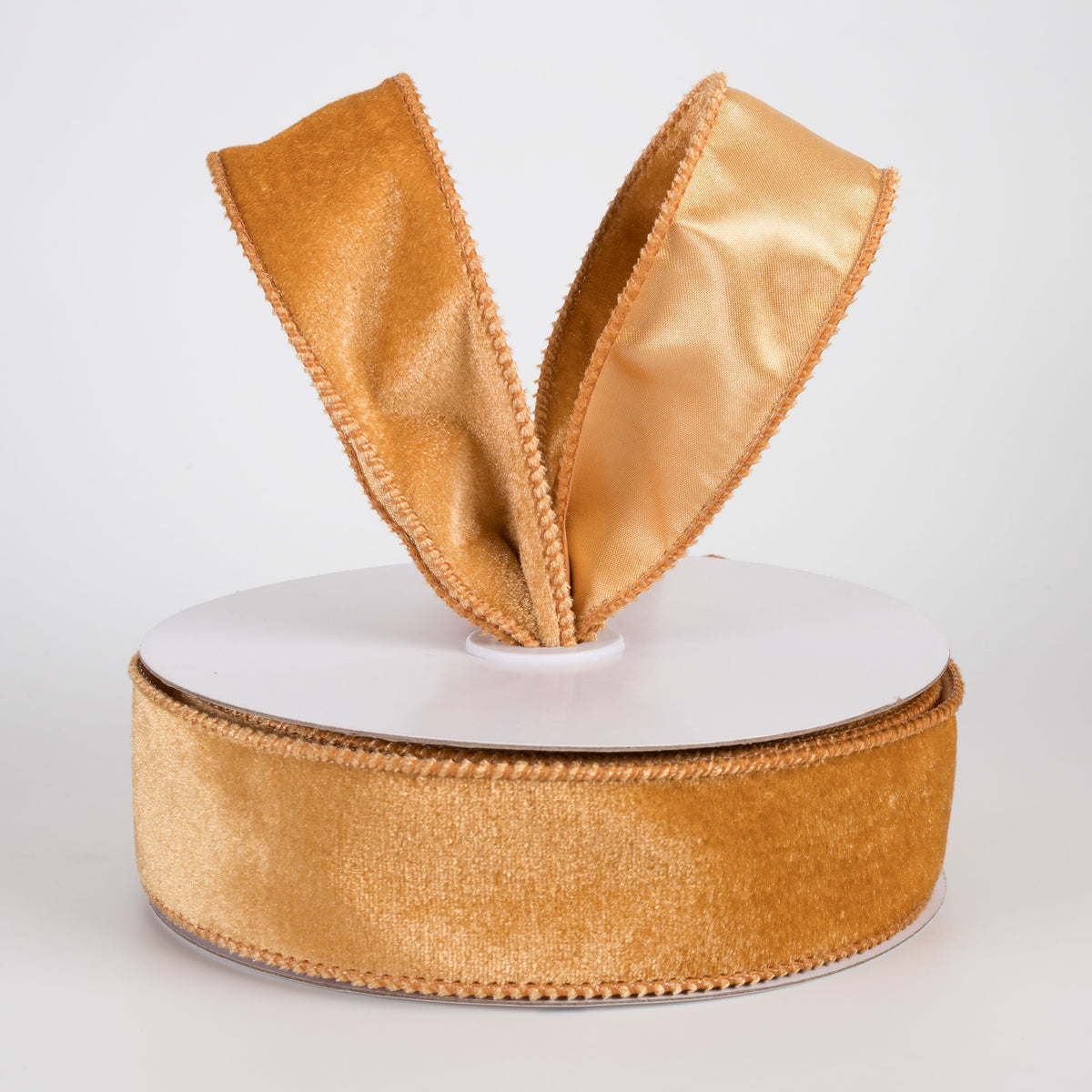 1.5" Deluxe Velvet Satin Backing Ribbon: Antique Gold (10 Yards)