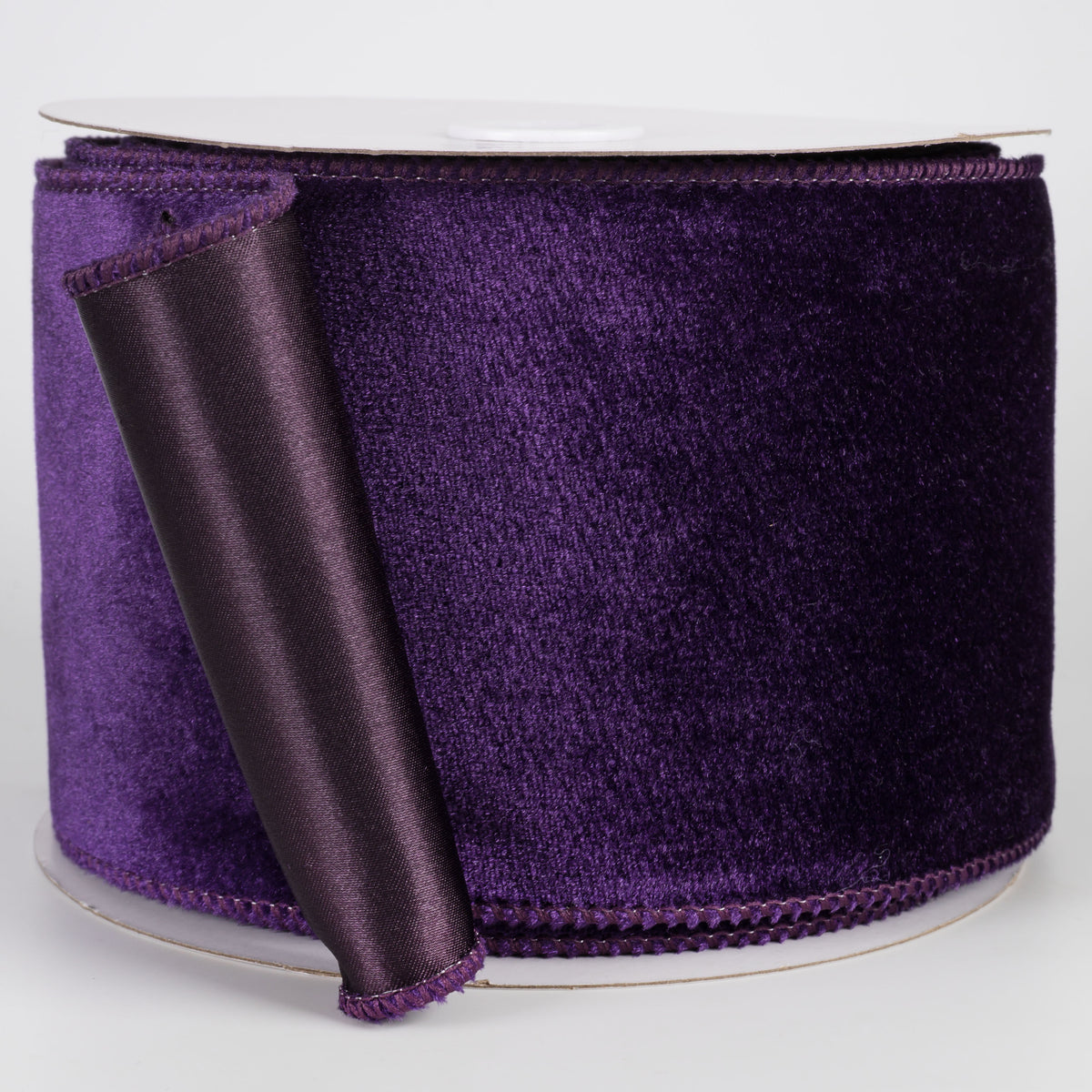 4" Deluxe Velvet Satin Backing Ribbon: Purple (10 Yards)