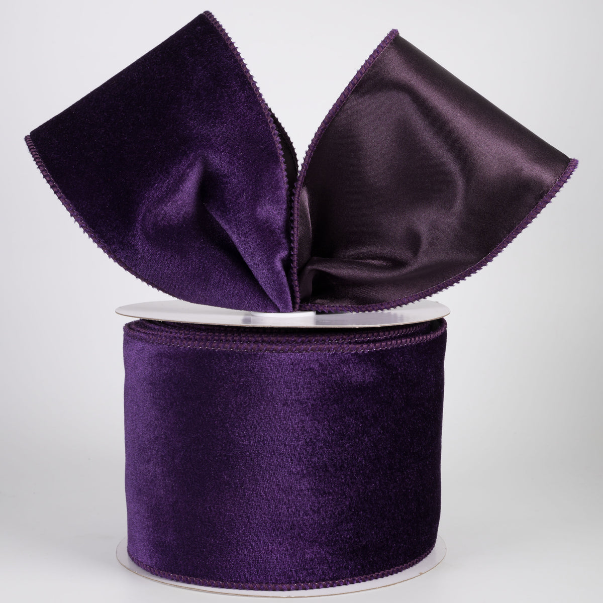 4" Deluxe Velvet Satin Backing Ribbon: Purple (10 Yards)
