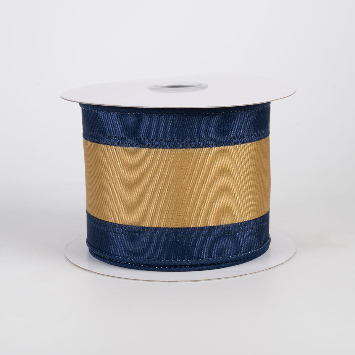 2.5" Satin Team Stripe Ribbon: Dark Blue & Old Gold (10 Yards)