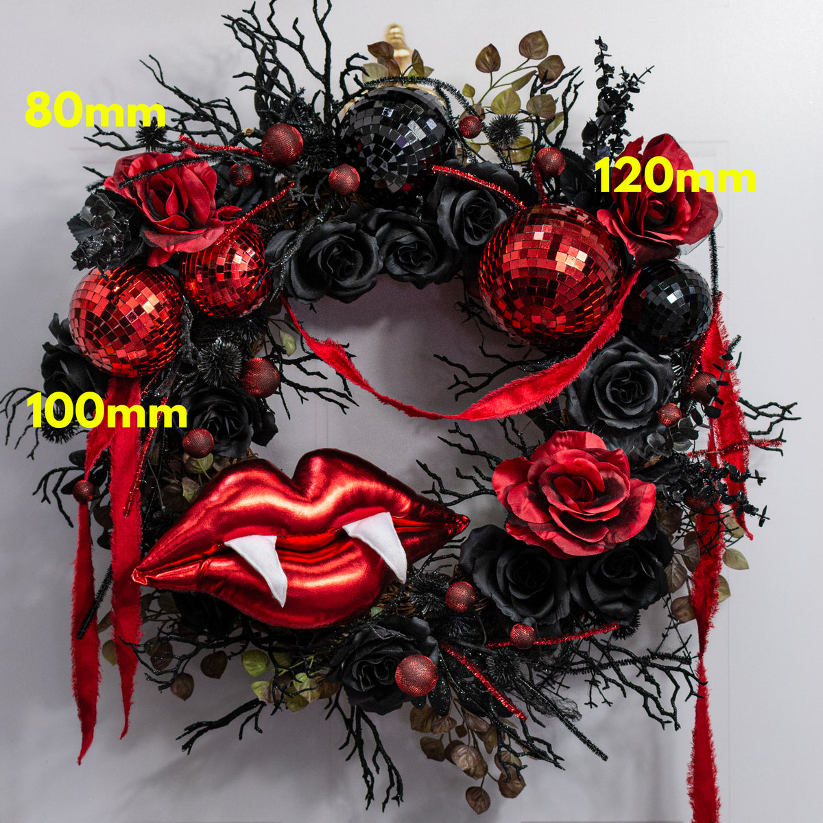 80mm Mirror Disco Ball Ornament: Red