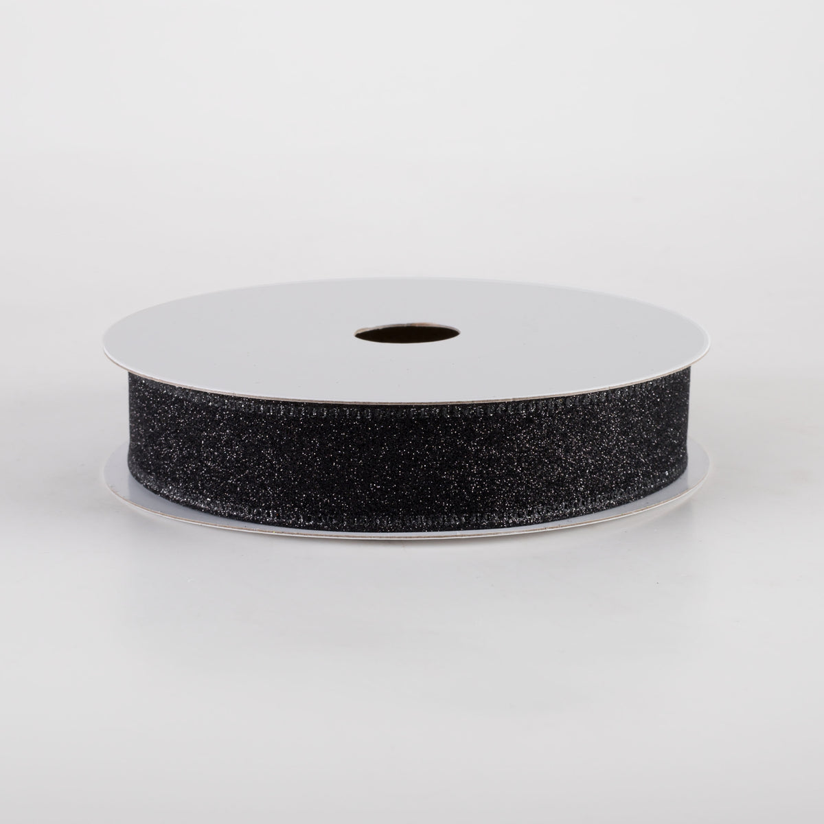 7/8" All Flat Glitter Wired Ribbon: Black (10 Yards) Item Number: 76467-05-21