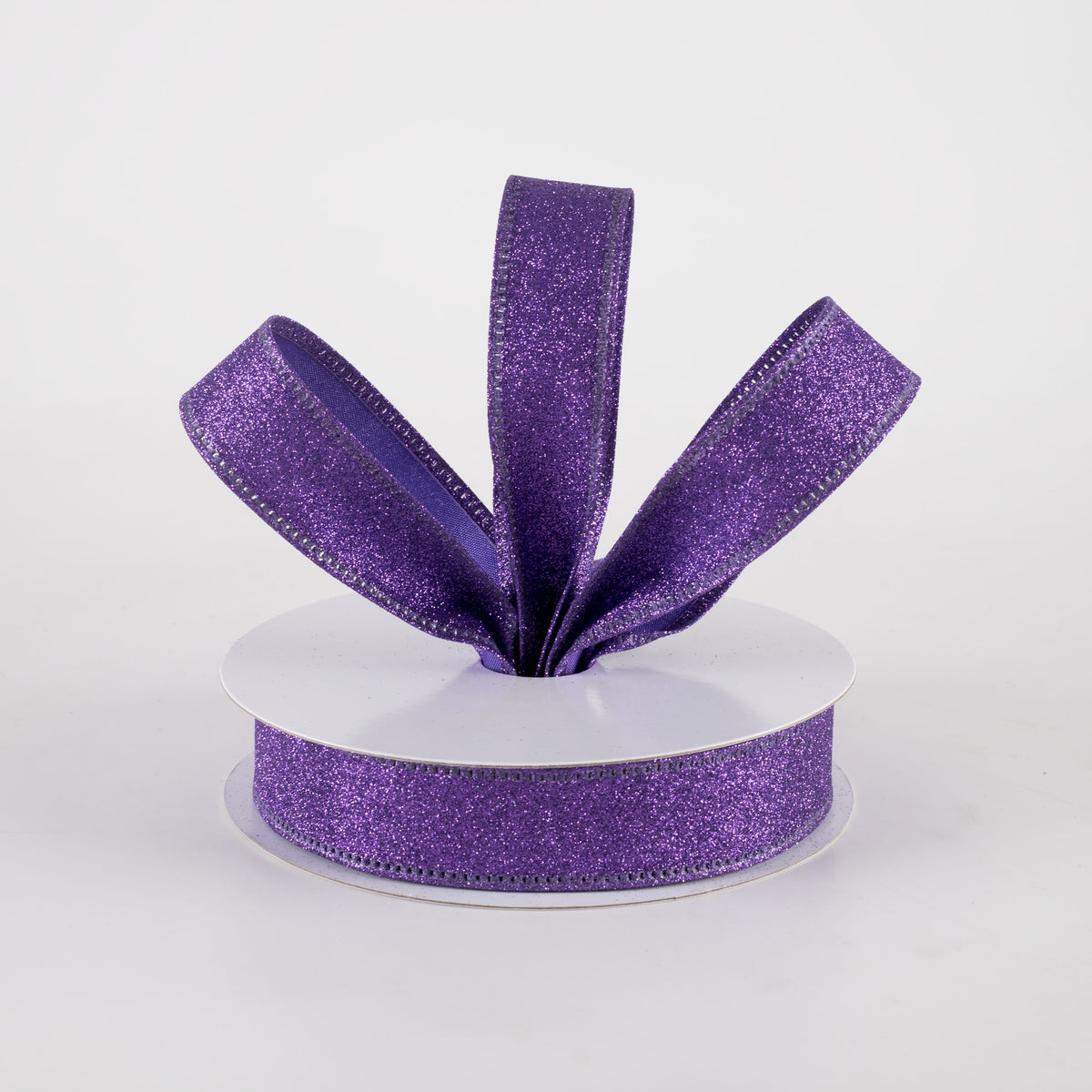 7/8" All Flat Glitter Wired Ribbon: Purple (10 Yards) Lifestyle Photo