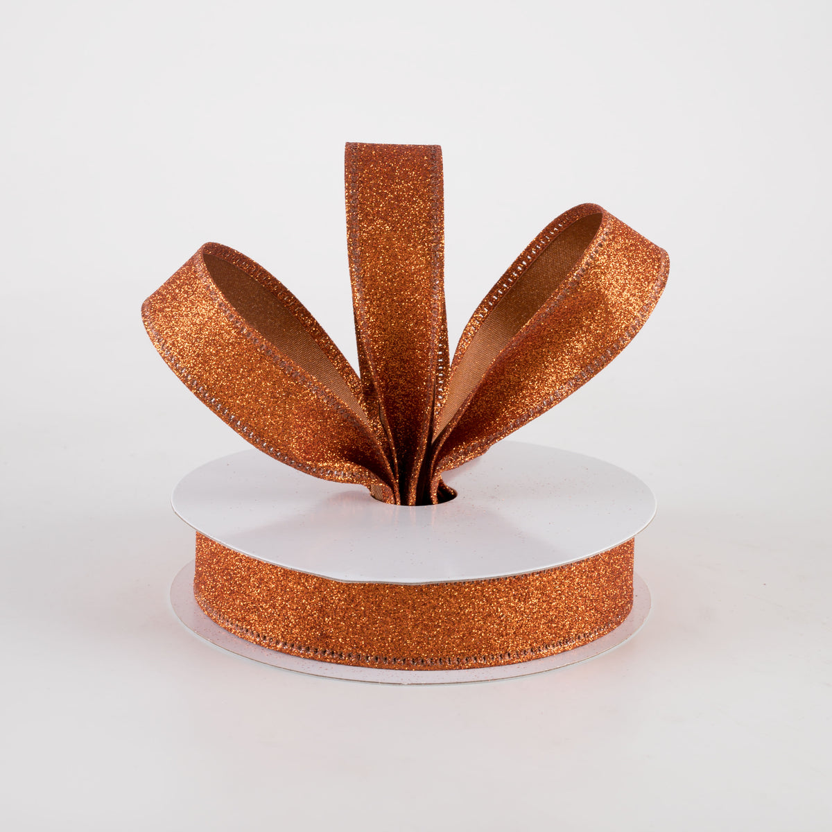7/8" All Flat Glitter Wired Ribbon: Rust Orange (10 Yards) Lifestyle Photo