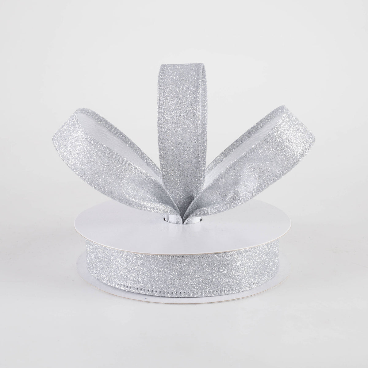 7/8" All Flat Glitter Wired Ribbon: Silver (10 Yards) Lifestyle Photo