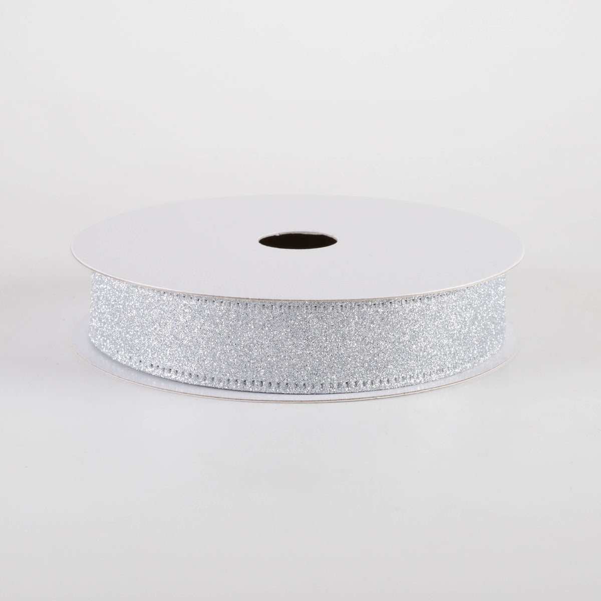 7/8" All Flat Glitter Wired Ribbon: Silver (10 Yards) Item Number: 76467-05-16