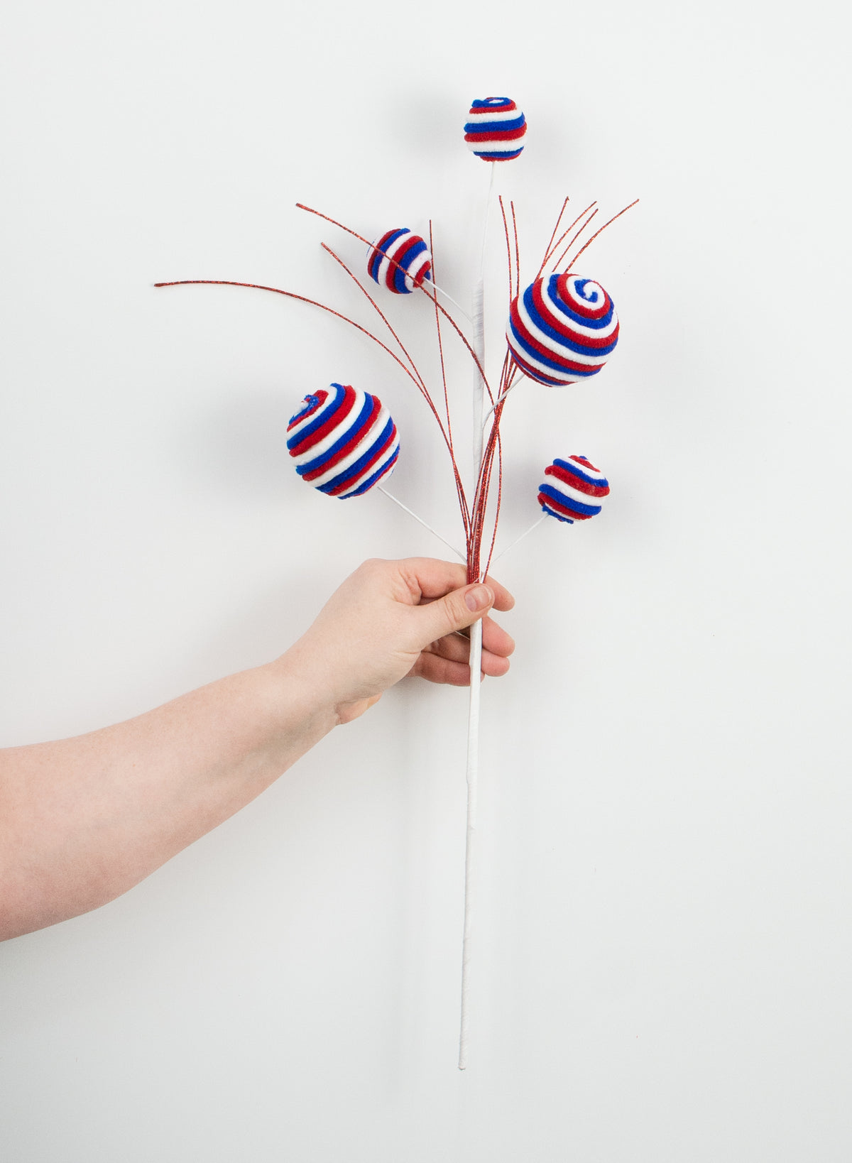 22" American Chenille Balls Spray: Red, White & Blue detail photo 3