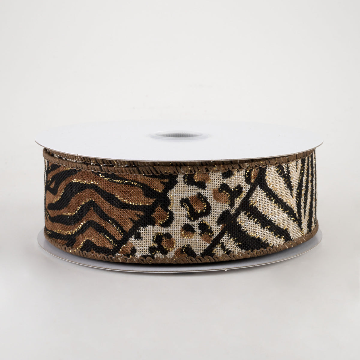 1.5" Animal Print Mania Ribbon: Natural, Brown, Gold (10 Yards)