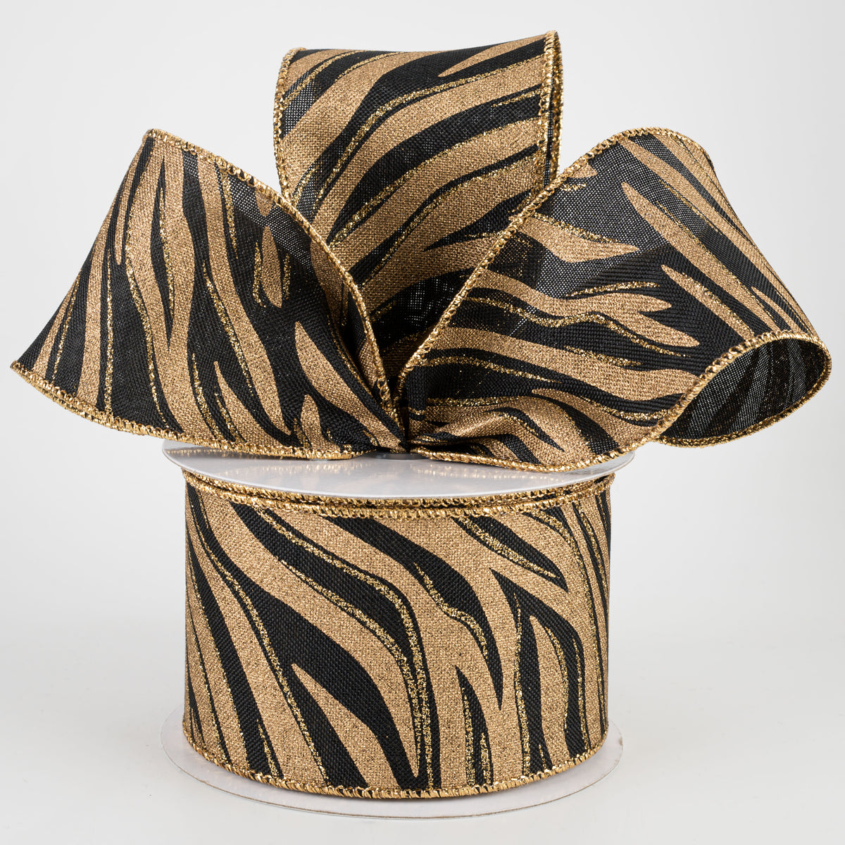 2.5" Animal Stripes Ribbon: Gold & Black (10 Yards) Lifestyle Photo