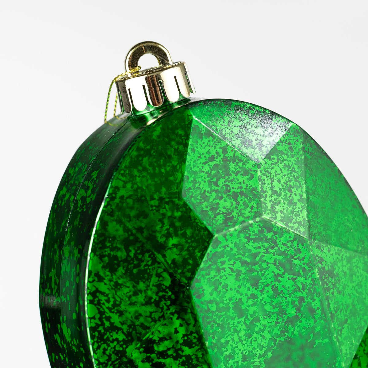 6.5" Antiqued Oval Gem Ornament: Mercury Emerald Green detail photo 3