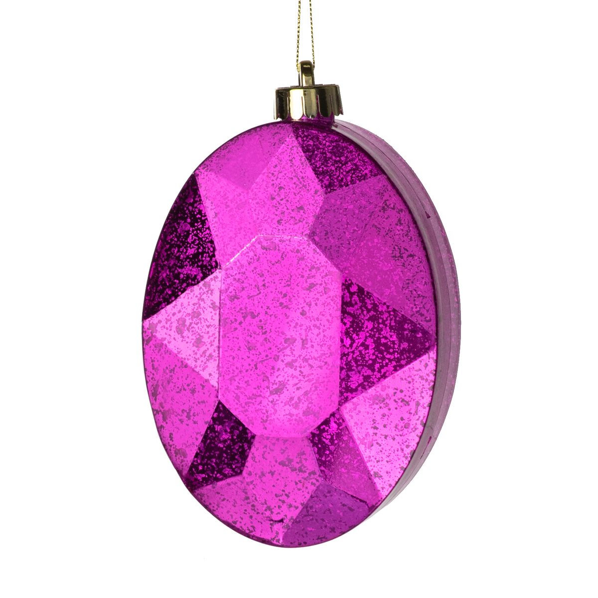 6.5" Antiqued Oval Gem Ornament: Mercury Fuchsia Pink Item Number: XJ551707