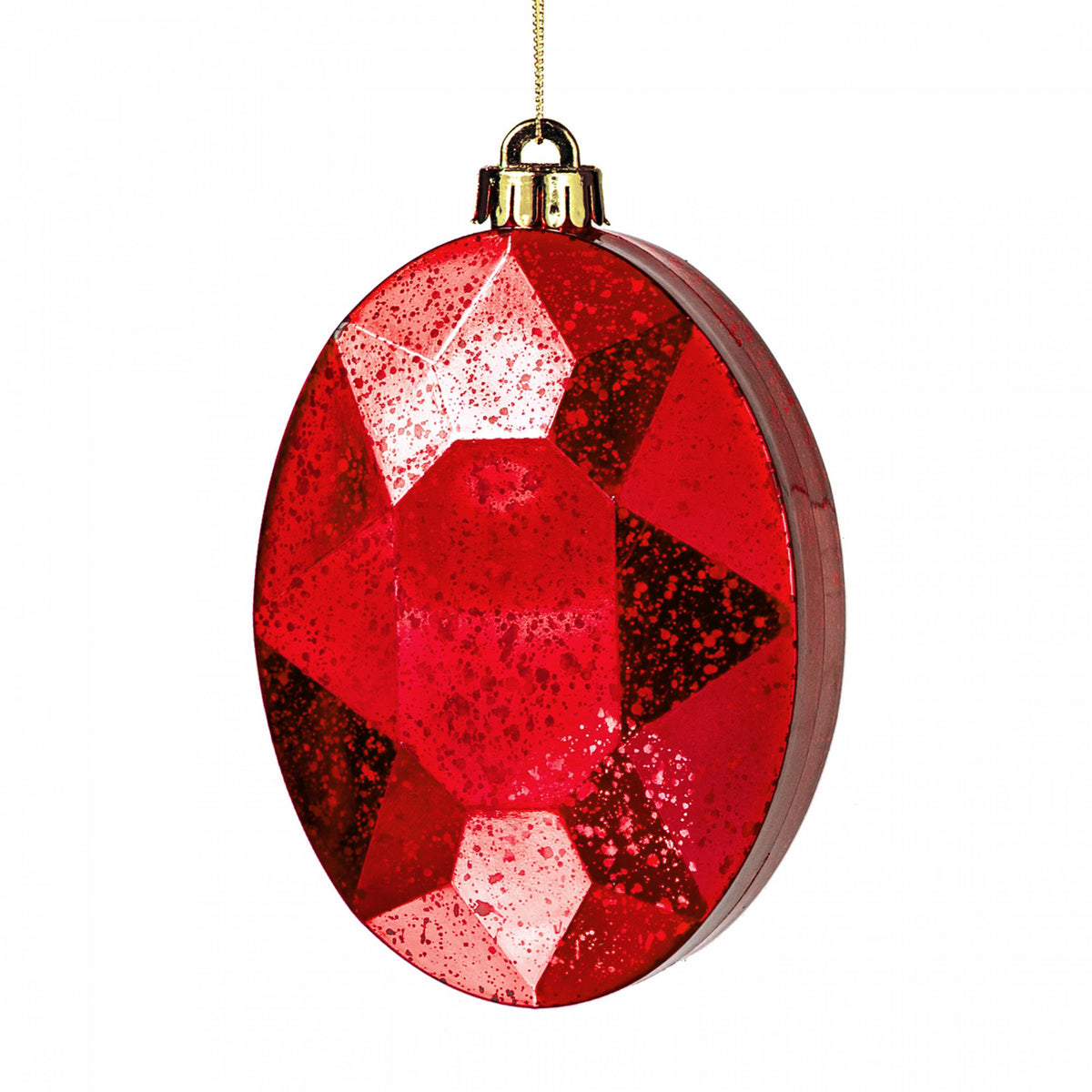 6.5" Antiqued Oval Gem Ornament: Mercury Red Item Number: XJ551724