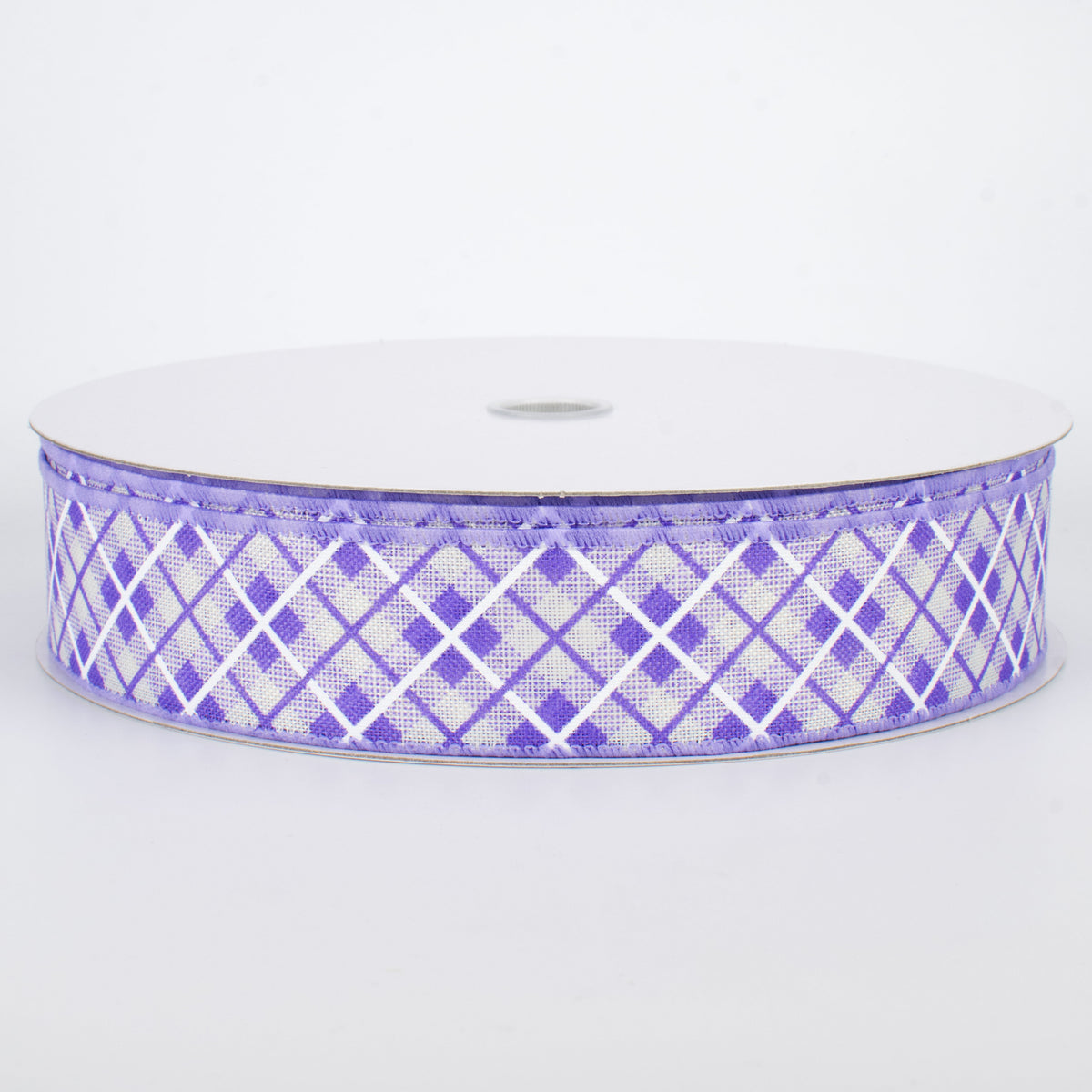 1.5" Argyle Plaid Ribbon: Lavender (50 Yards)
