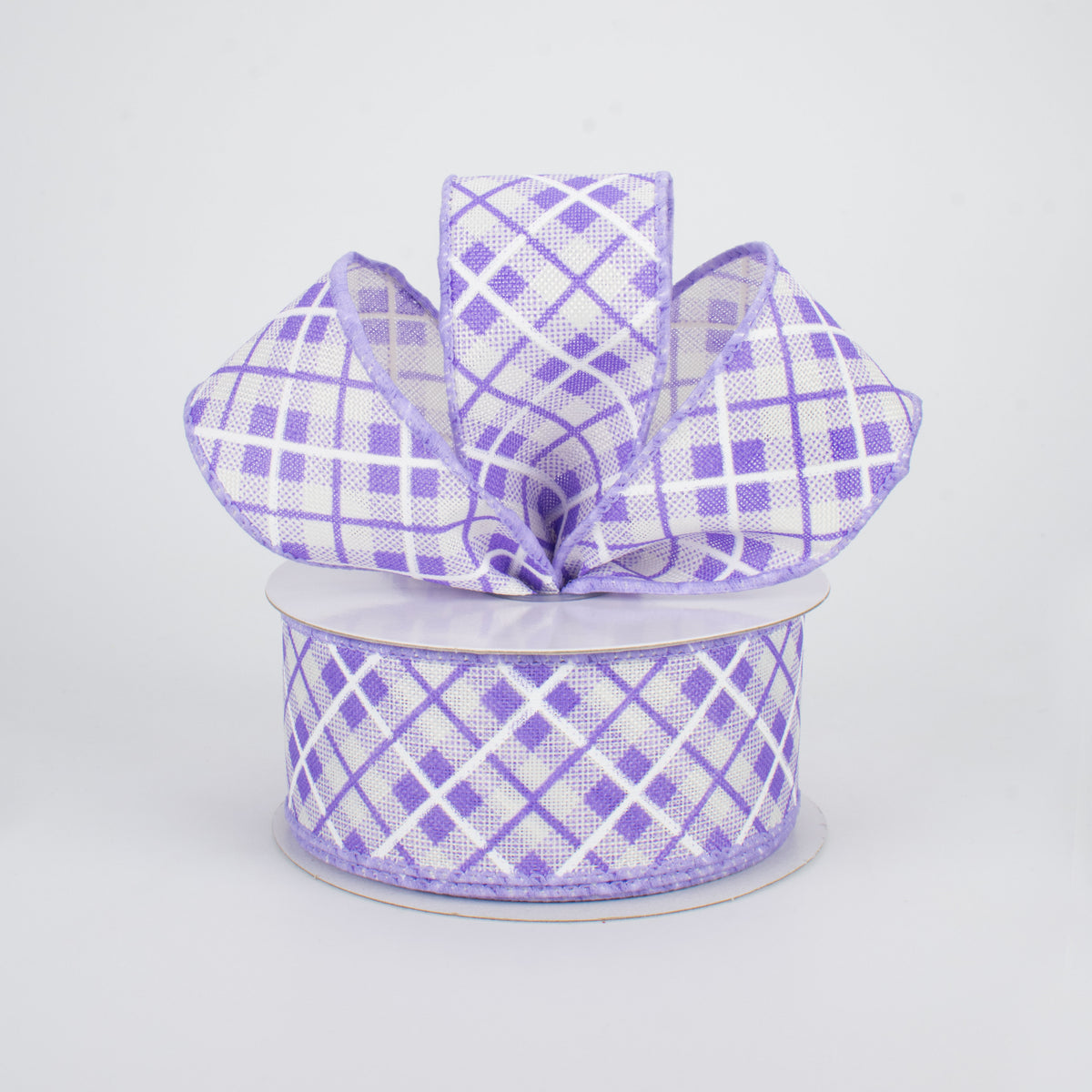 1.5" Argyle Plaid Ribbon: Lavender (10 Yards) Lifestyle Photo