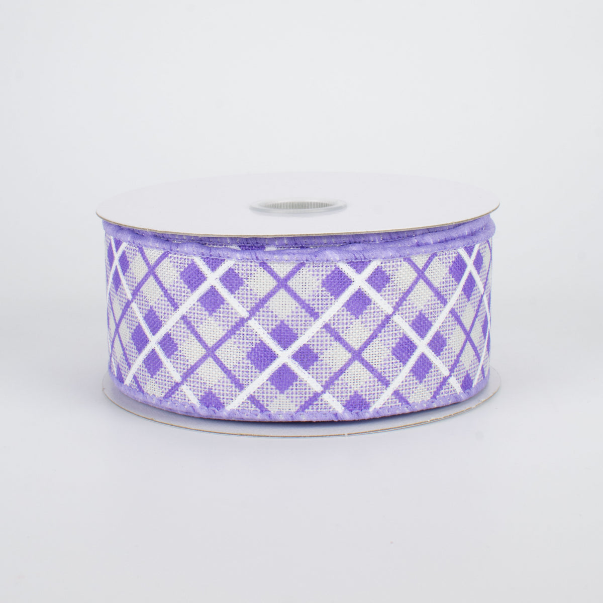 1.5" Argyle Plaid Ribbon: Lavender (10 Yards)