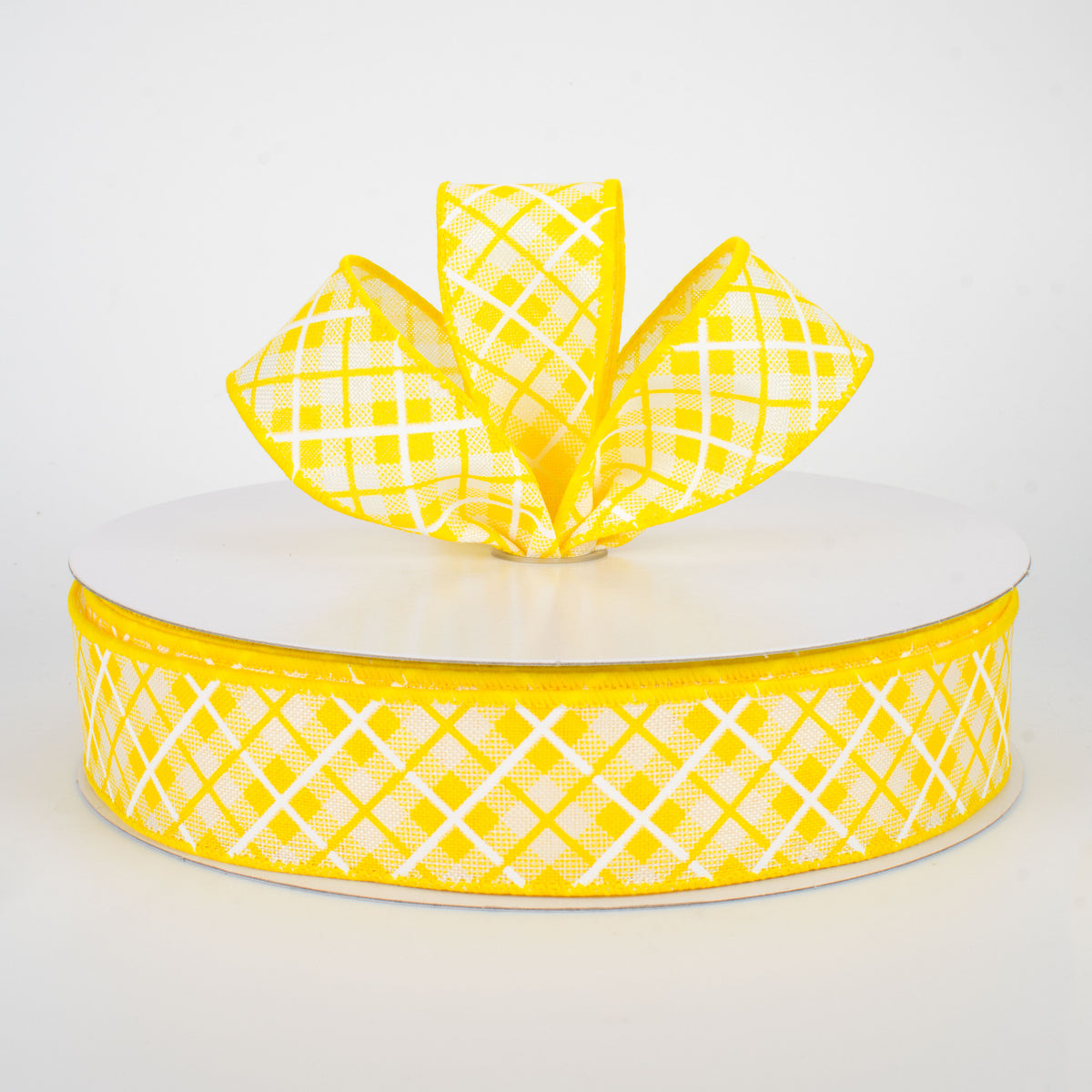 1.5" Argyle Plaid Ribbon: Yellow (50 Yards) Lifestyle Photo