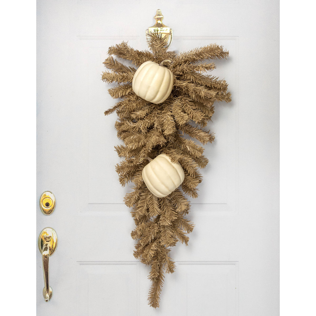 6.5" Artificial Pumpkins: Cream / White (Set of 2) Lifestyle Photo