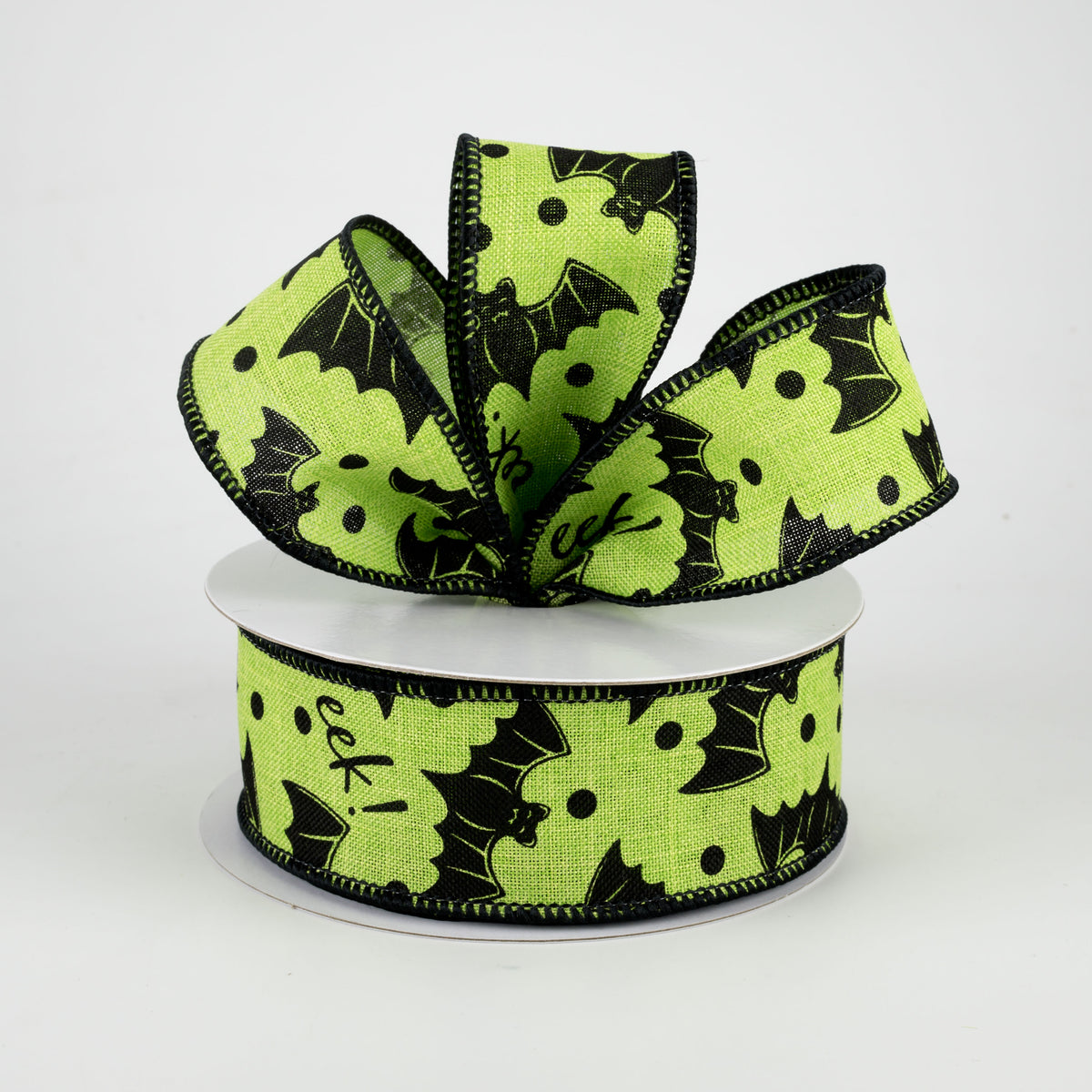 1.5" Bats Eek Ribbon: Lime Green (10 Yards) Lifestyle Photo