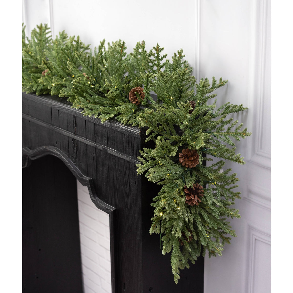 6' Battery Operated Lighted Spruce Garland (100 LEDs) Lifestyle Photo