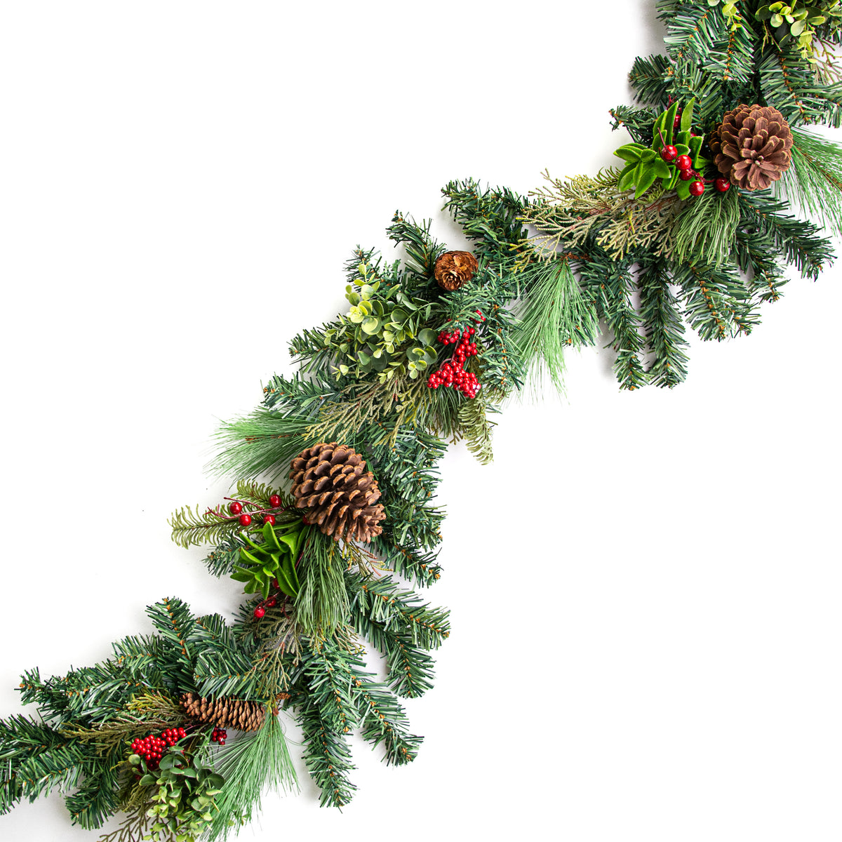 6' Berry & Pinecone Pine Garland Item Number: 85631GA6