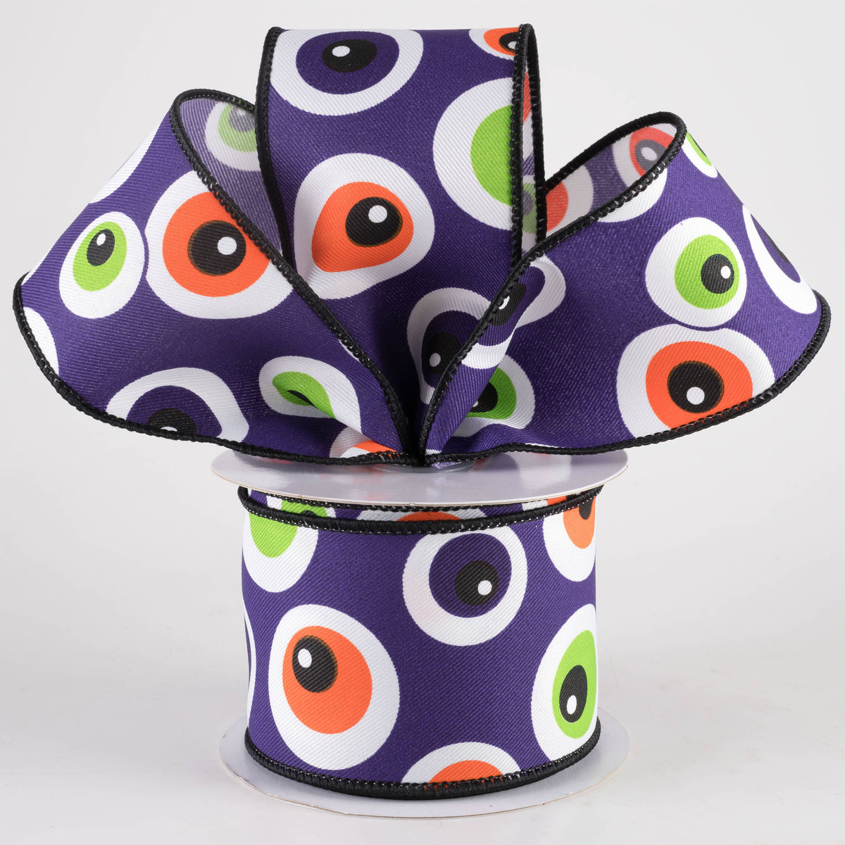 2.5" Big Halloween Eyeballs Ribbon: Purple (10 Yards) Lifestyle Photo
