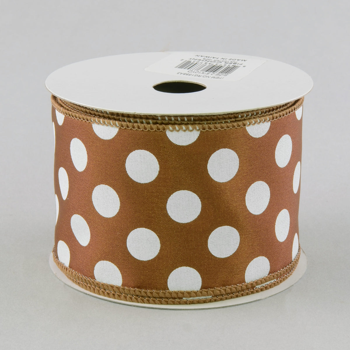 2.5" Big Polka Dot Ribbon: Brown & White (10 Yards)