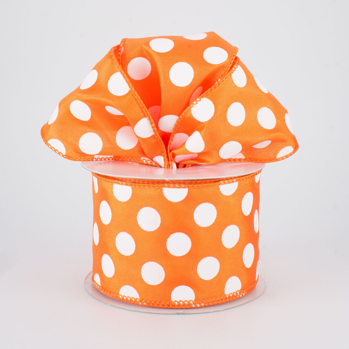 2.5" Big Polka Dot Ribbon: Orange/White (10 yards) Lifestyle Photo