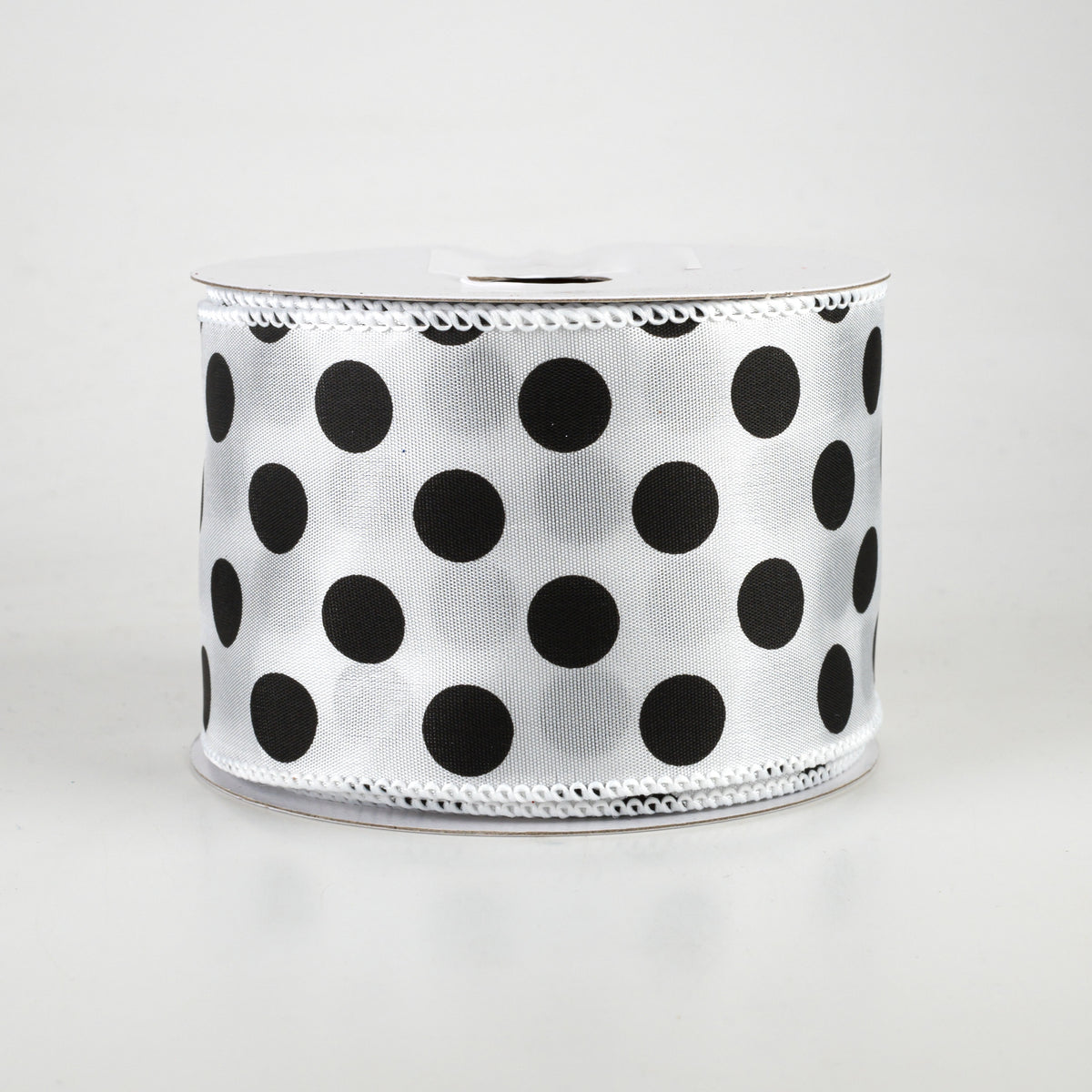 2.5" Big Polka Dot Ribbon: White & Black (10 Yards)
