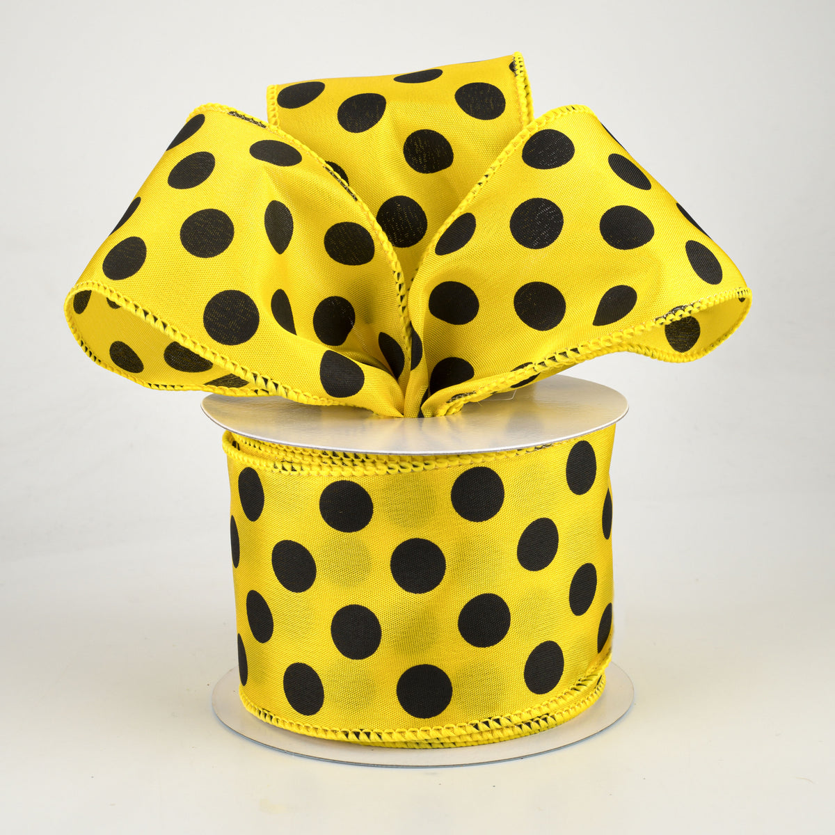 2.5" Big Polka Dot Ribbon: Yellow & Black (10 Yards) Lifestyle Photo