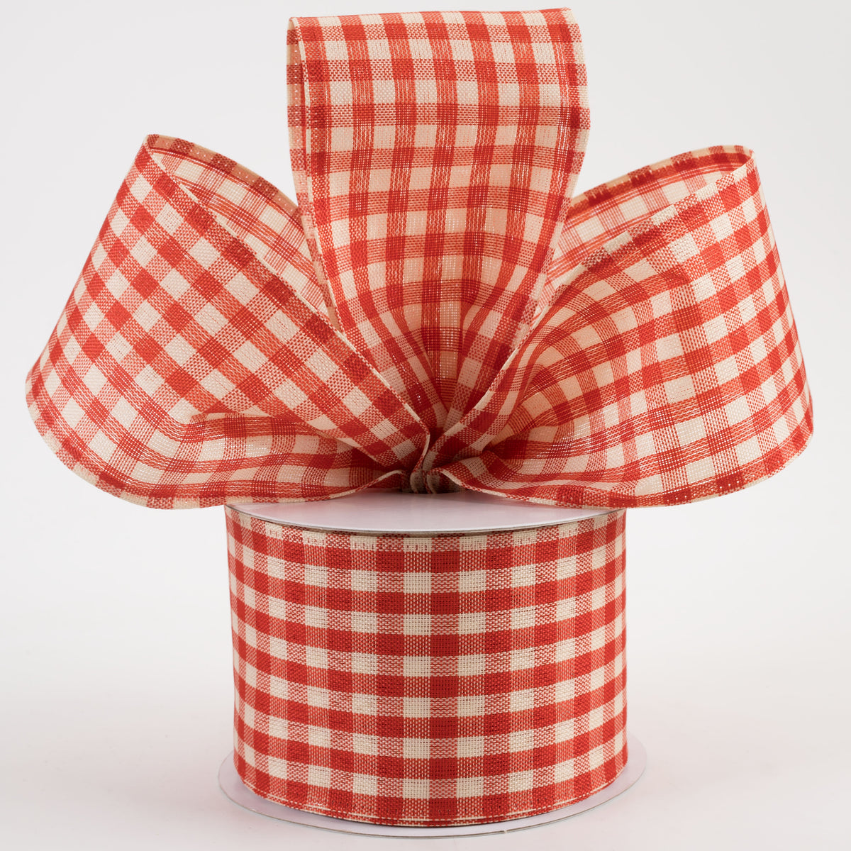 2.5" Biggy Gingham Ribbon: Burnt Orange & Ivory (10 Yards) Lifestyle Photo